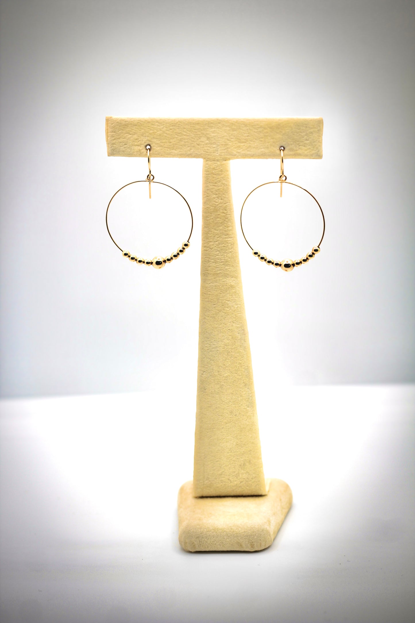 Modern Gold Ball Hoop Earrings