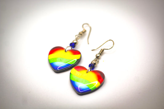 Rainbow Heart Acrylic Earrings