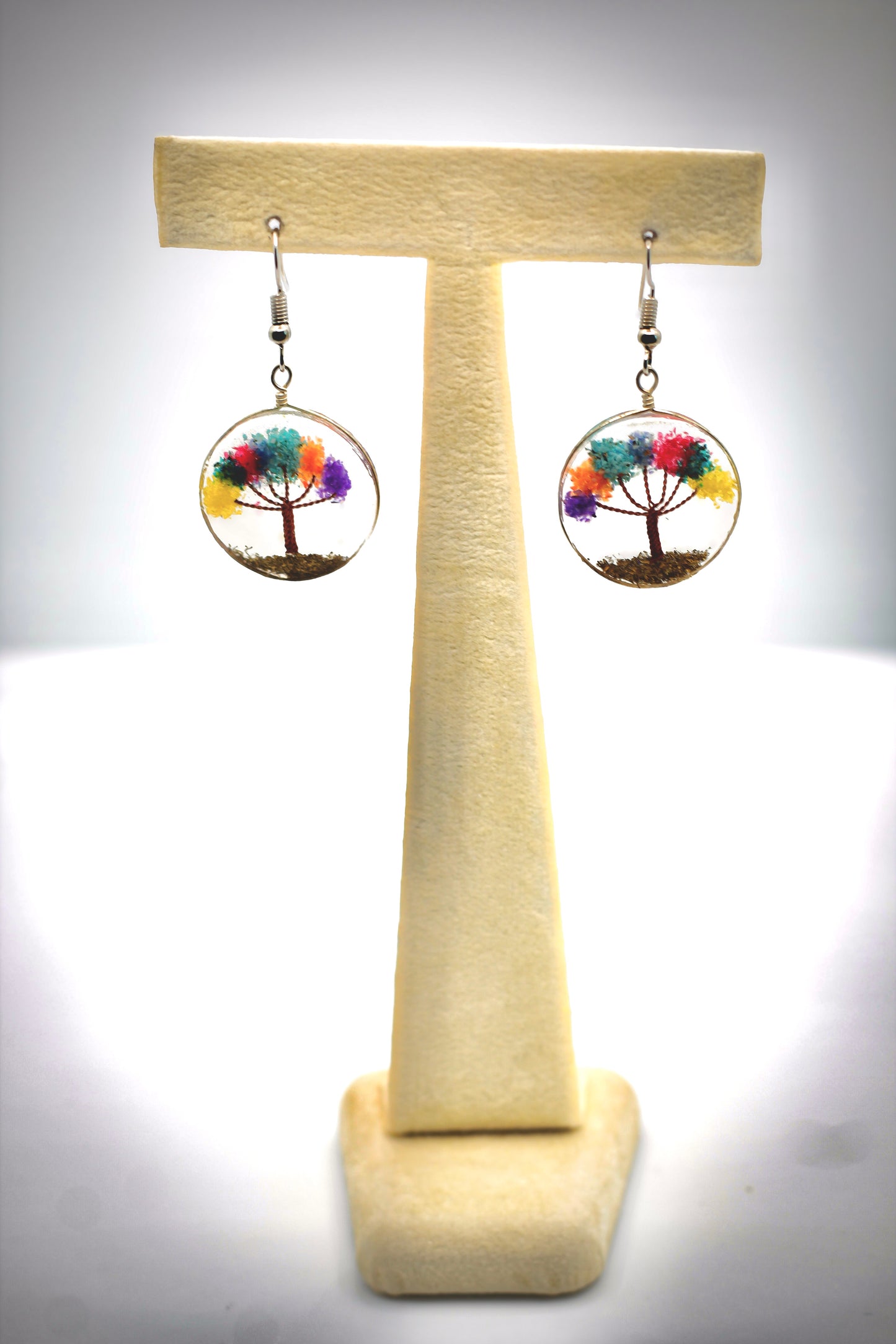 Multicolor Tree of Life Acrylic Earrings