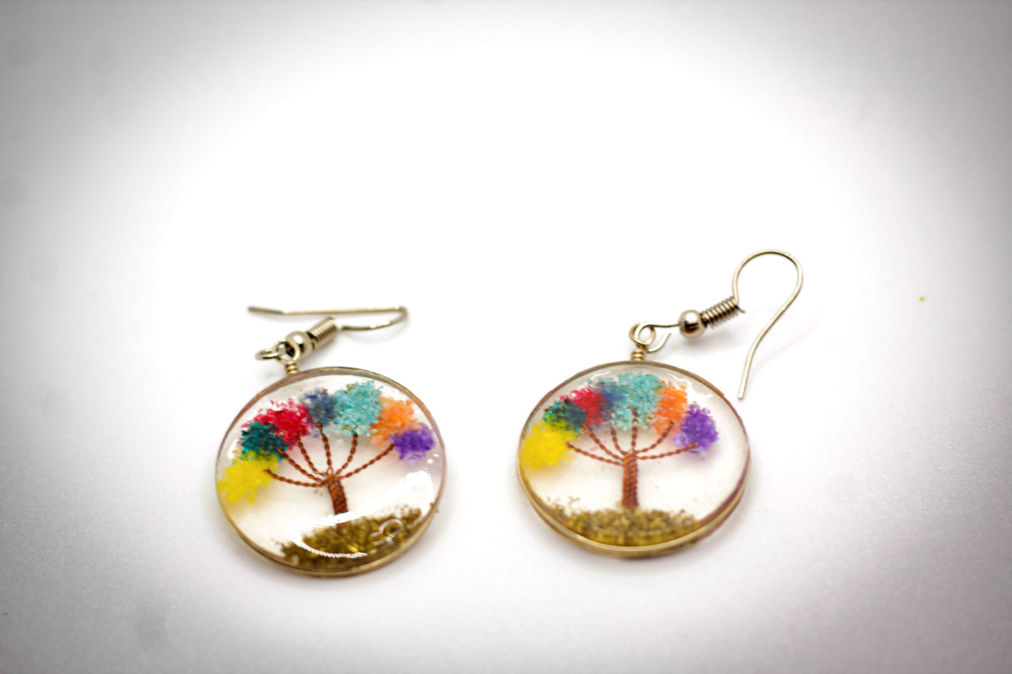 Multicolor Tree of Life Acrylic Earrings