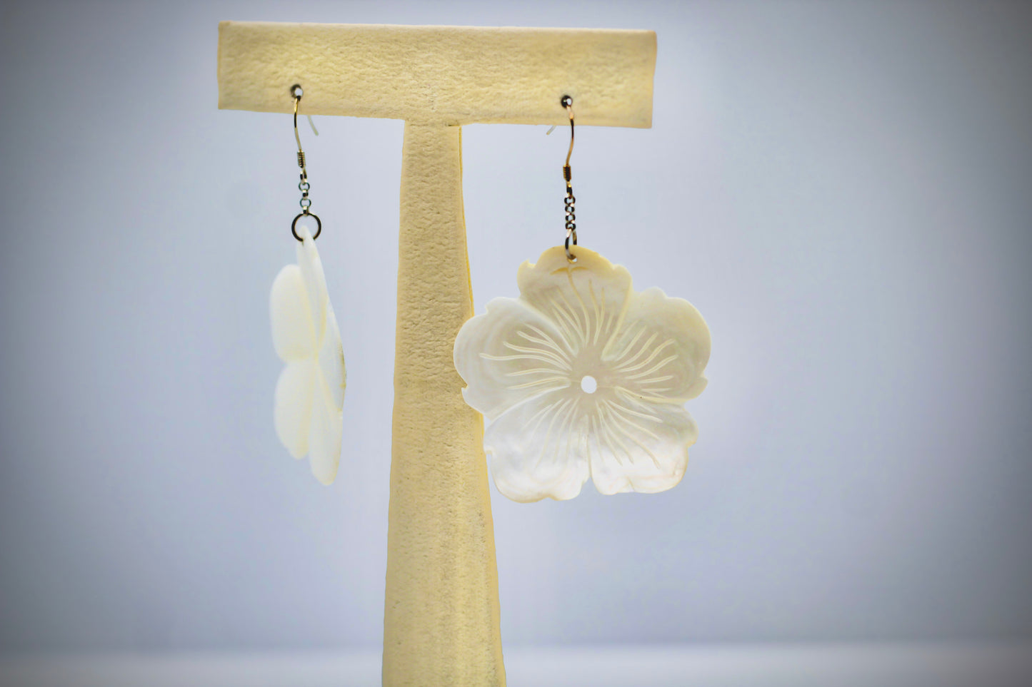 Plumeria Flower Mother of Pearl Earrings in Sterling Silver