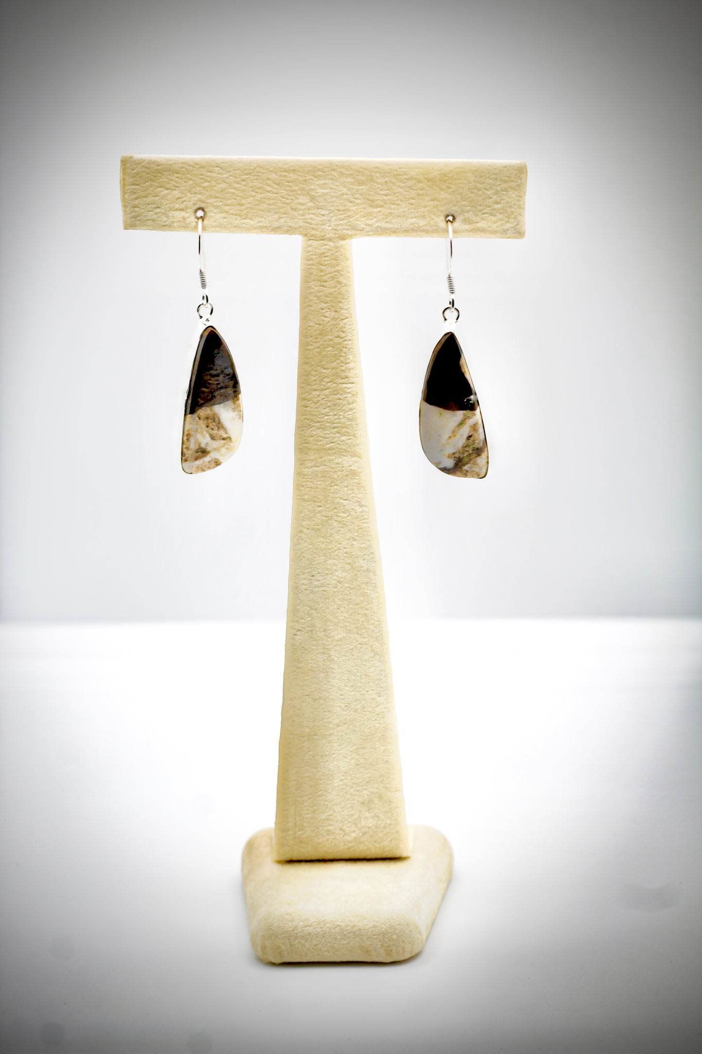 Brown and White Jasper Dangling Earrings