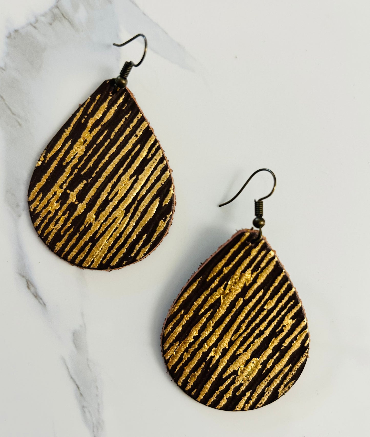 Leather with Gold Accent Earrnings