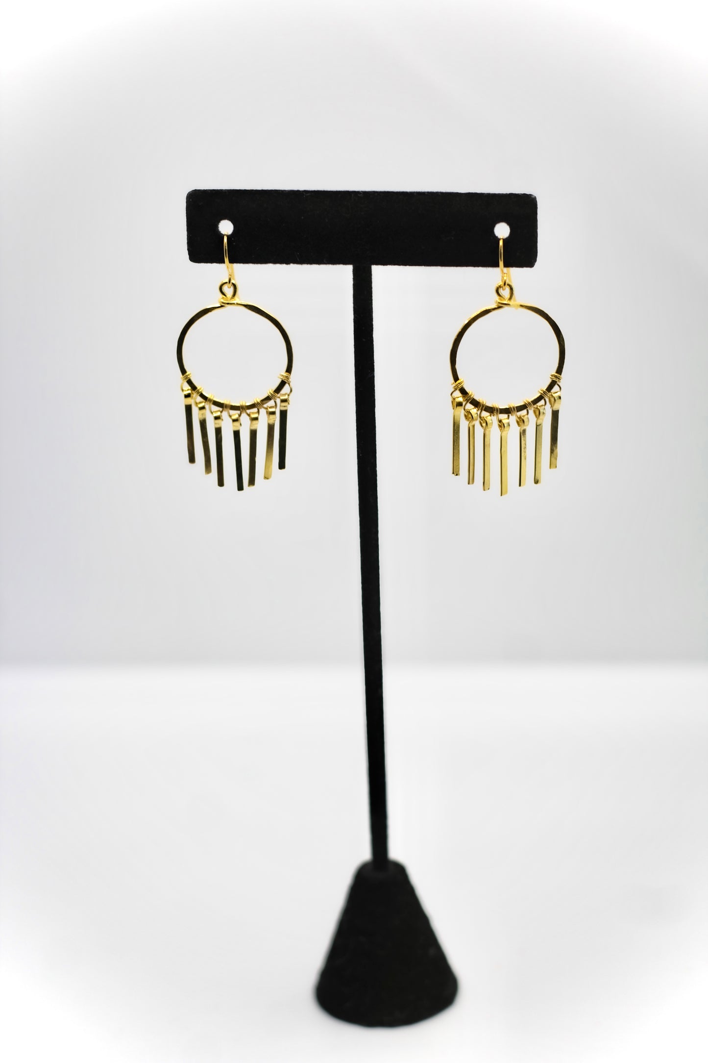 Golden Age Hammered Gold Plated Hoop with Fringe - Small