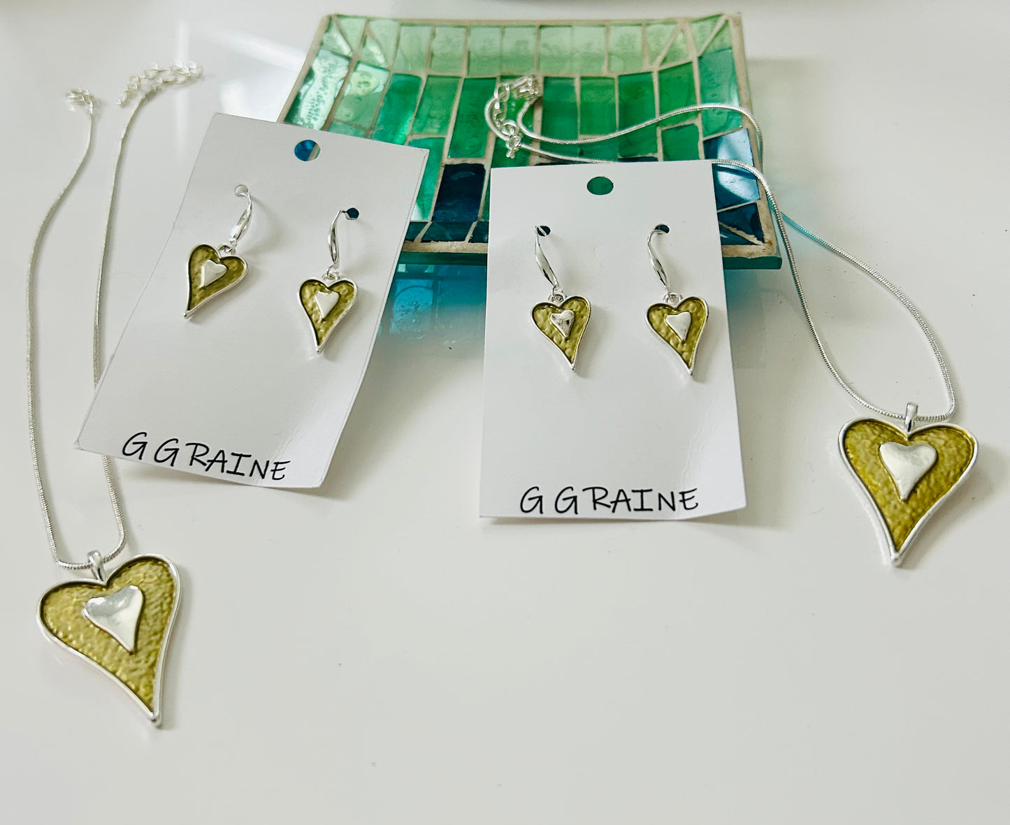 Double Love Heart Earring and Necklace Set