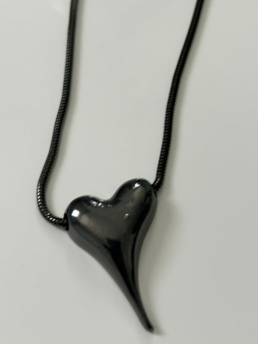 Back in Black Heart Necklace