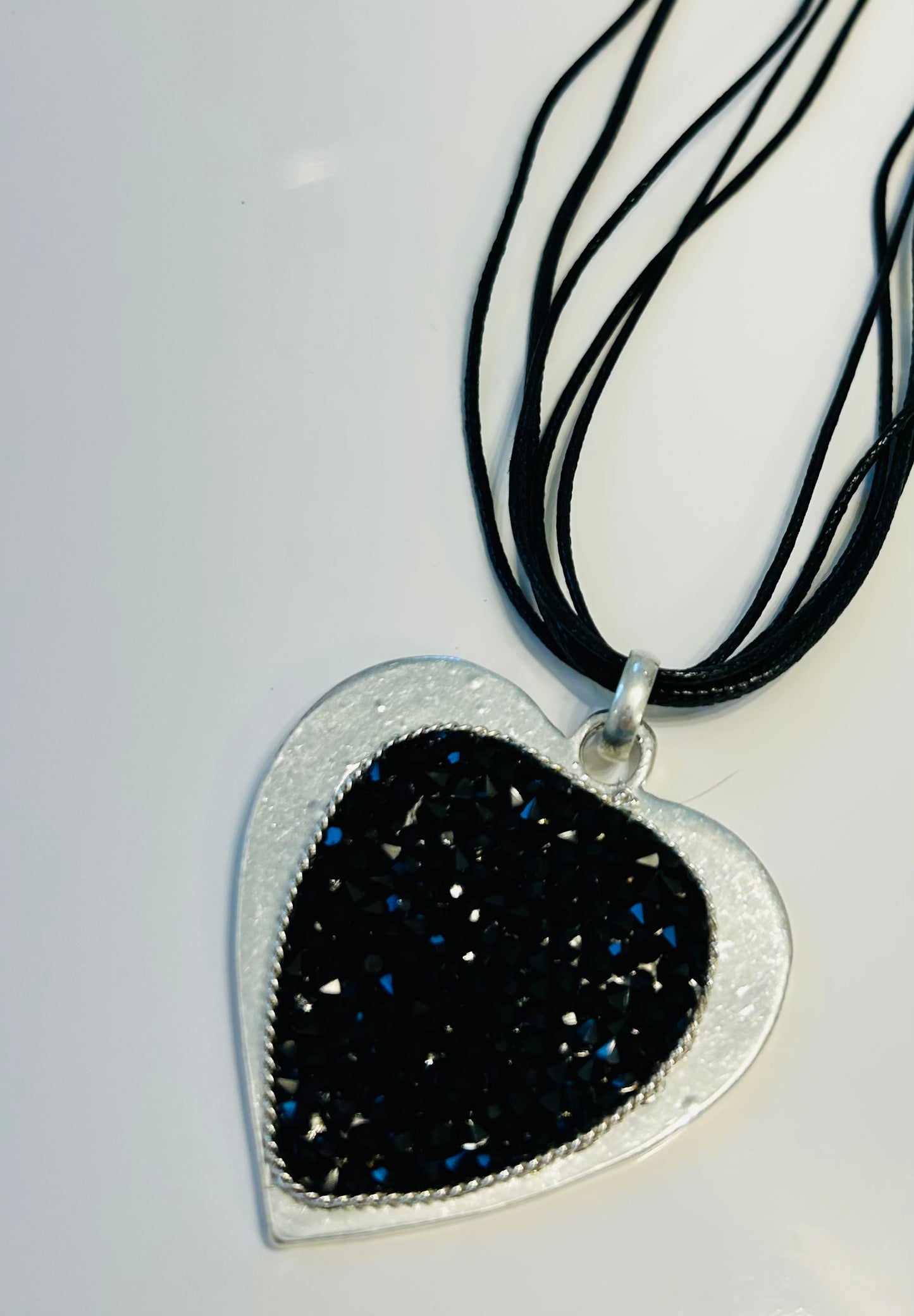 Black and Silver Heart Necklace