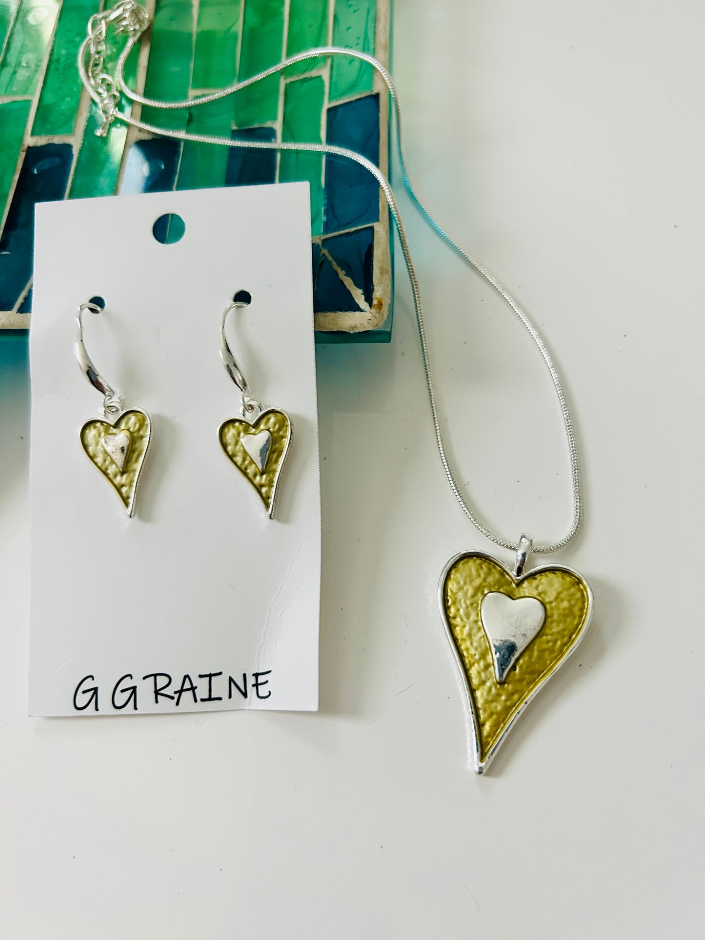 Double Love Heart Earring and Necklace Set