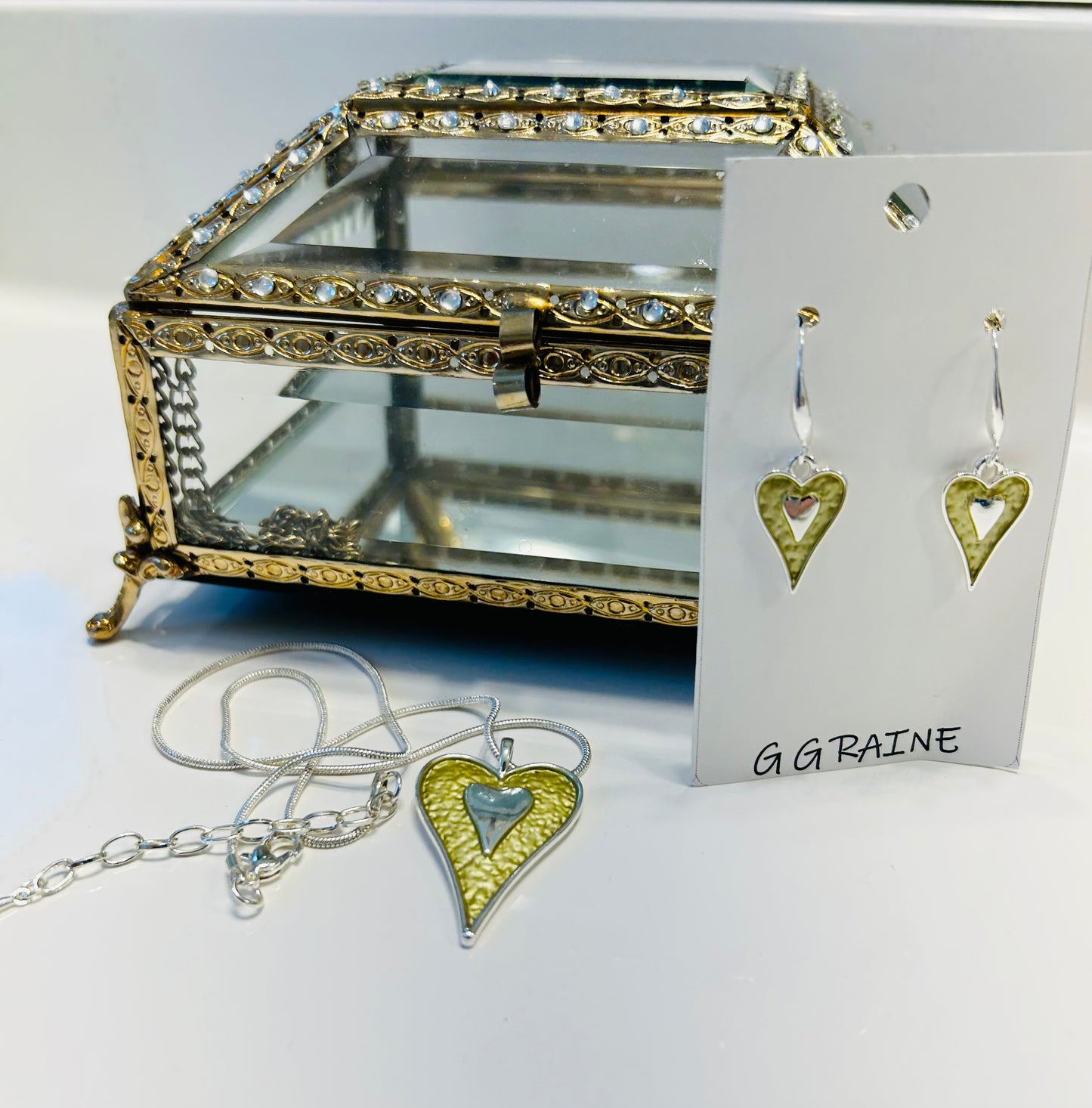 Double Love Heart Earring and Necklace Set