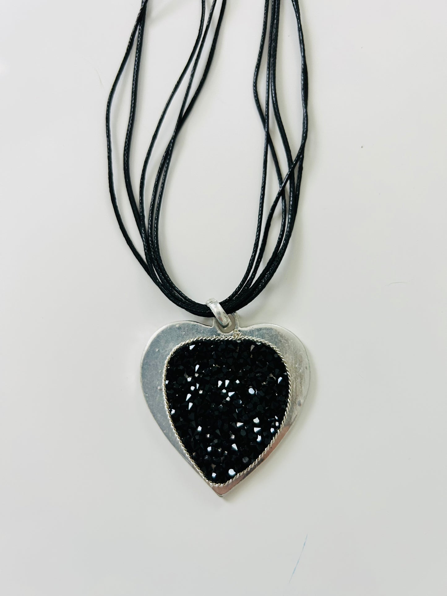 Black and Silver Heart Necklace