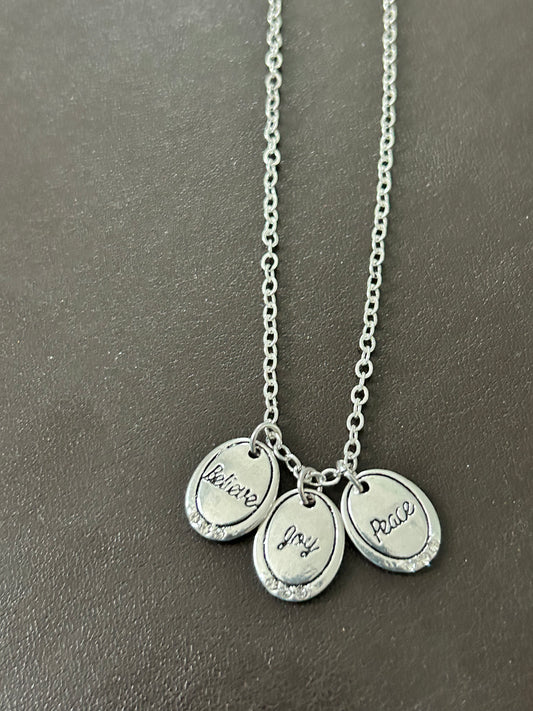 Believe Joy Peace Charm Necklace