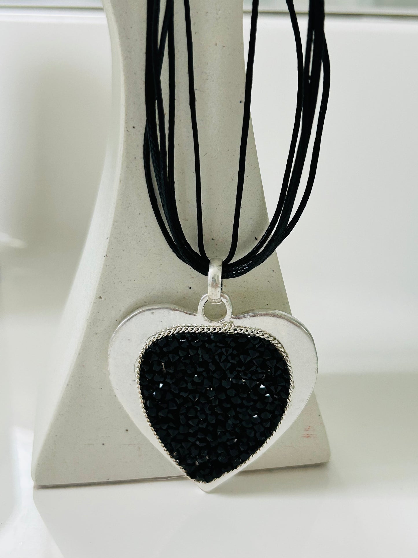 Black and Silver Heart Necklace